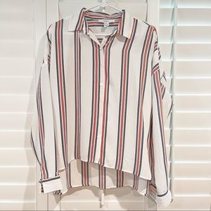 F21+ BUTTON DOWN TUNIC LONG SLEEVE TOP